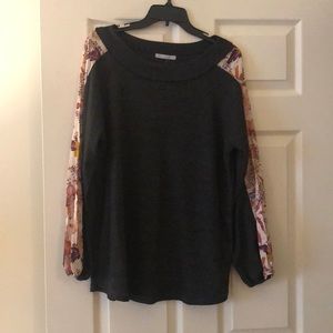 Grey and floral boho sweater